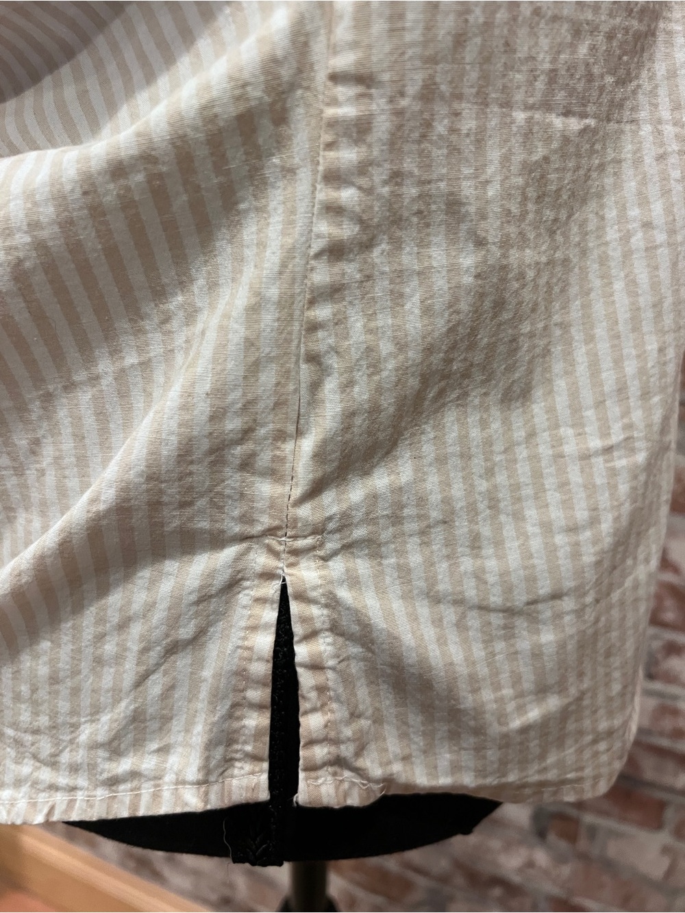 Nine West Womens Neutral Striped Sleeveless Front Knot Button-down Coastal Top L - Picture 6 of 14